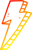 warm gradient line drawing of a cartoon lightning bolt png