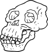 drawn black and white cartoon ancient skull png