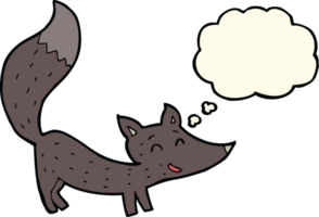 desenho animado filhote de lobo com balão de pensamento png