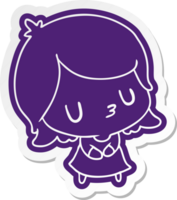 cartoon sticker of a cute kawaii girl png