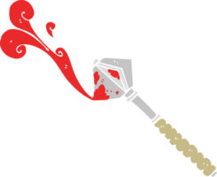 flat color illustration of bloody medieval mace png