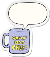 s werelds het beste chef mok met toespraak bubbel sticker png