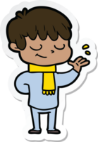 sticker of a cartoon happy boy png