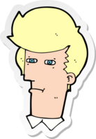 sticker of a cartoon man narrowing eyes png