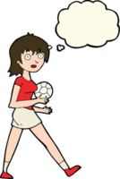 fille de football de dessin animé avec bulle de pensée png