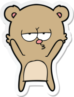 sticker of a bored bear cartoon png