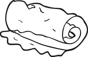 drawn black and white cartoon rolled towel png