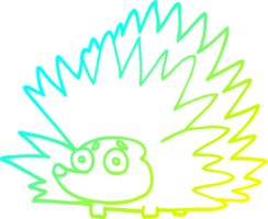 cold gradient line drawing of a cartoon spiky hedgehog png