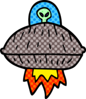 cartoon doodle alien spaceship png