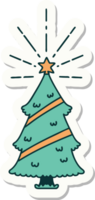 sticker of a tattoo style christmas tree with star png