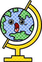 comic book style cartoon of a globe of the world png