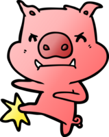 angry cartoon pig karate kicking png