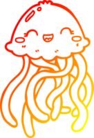 chaud pente ligne dessin de une mignonne dessin animé méduse png