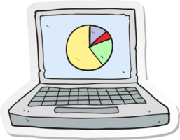 sticker of a cartoon laptop computer with pie chart png