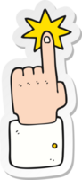 pegatina de una caricatura que señala la mano png