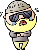 cartoon bearded man crying wearing sunglasses png