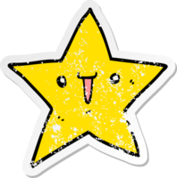 distressed sticker of a cute cartoon star png