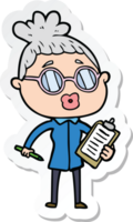 sticker of a cartoon manager woman wearing spectacles png