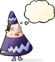 Cartoon-Elf mit Gedankenblase png