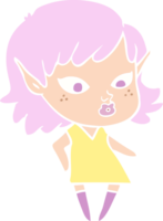 pretty flat color style cartoon elf girl png