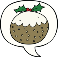 cartoon christmas pudding with speech bubble png