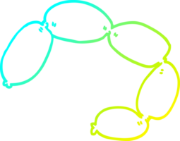 cold gradient line drawing of a cartoon string of sausages png