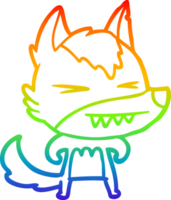 arcobaleno pendenza linea disegno di un' arrabbiato lupo cartone animato png