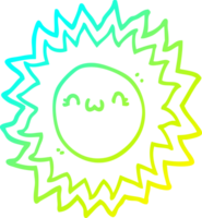 cold gradient line drawing of a cartoon sun png