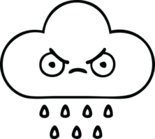linea disegno cartone animato di un' tempesta pioggia nube png