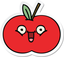 sticker of a cute cartoon red apple png