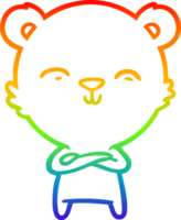 rainbow gradient line drawing of a happy cartoon polar bear png