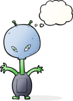 cartoon space alien with thought bubble png