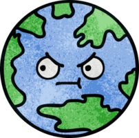 retro grunge texture cartoon of a planet earth png