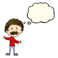 tecknad serie Lycklig man med mustasch med trodde bubbla png