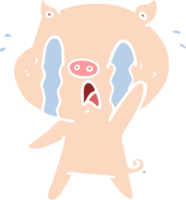 crying pig flat color style cartoon png