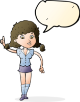 cartoon pretty woman with idea with speech bubble png