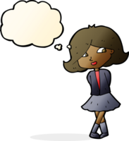 cartoon happy girl with thought bubble png