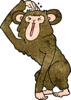 dessin animé chimpanzé se grattant la tête png