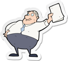 sticker of a cartoon boss waving papers png