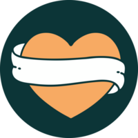 iconic tattoo style image of a heart and banner png