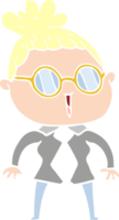 flat color style cartoon woman wearing spectacles png