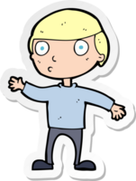 sticker of a cartoon waving man png