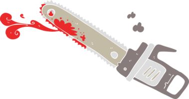 flat color illustration of bloody chainsaw png