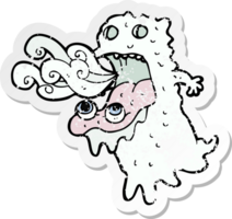 pegatina retro angustiada de un fantasma asqueroso de dibujos animados png