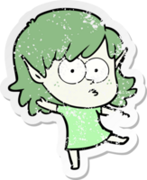 distressed sticker of a cartoon elf girl dancing png