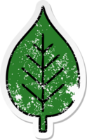 nödställda klistermärke av en söt tecknad grönt blad png