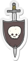 sticker of a cartoon sword and shield png