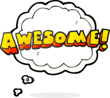 drawn thought bubble cartoon awesome word png