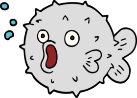 cartoon doodle blow fish png