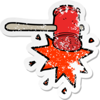 retro distressed sticker of a cartoon hammer png